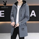 Playboy (PLAYBOY) mid-length windbreaker for men 2025 autumn and winter new fashion brand velvet jacket slim and handsome casual coat cotton-padded jacket for men gray hhgzxc3nAFNP 3XL recommended 160-175Jin Jin equals 0.5 kg