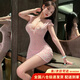 Cute fun lingerie 2025 new sexy pajamas date shirt uniform temptation qqny no need to take off clothes Pink butterfly honey love hip skirt + t pants one size fits all recommended weight 80-120Jin Jin is equal to 0.5 kg