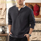 ElegantMan American retro Henry collar sweater men's cotton 2025 winter new thickened warm knitted bottoming shirt Henry shirt gray blue S