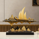 BHM sailboat ornaments, living room light luxury high-end wine cabinet, entrance hall, office desktop decorations, opening housewarming gift, smooth sailing - suspended art ornaments (blue and gold)