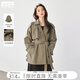 Dialogue French high-end windbreaker jacket for women 2025 autumn new temperament casual small British style top gray green coffee M