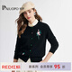 PALUOPO RED Red Label Series Shopping Mall Same Style 25 Autumn and Winter Knitted Printed Pure Cashmere Women's Cardigan Sweater 25A1C1368C Black M (100)