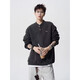 Heavy letter sweatshirt men's autumn and winter American fashion brand Henry collar long-sleeved retro inner layering shirt jacket black XL recommended 120-140Jin Jin equals 0.5 kg