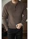 American heavyweight widened frame feeling 7 knitting henley sweater anti-wrinkle warm men's autumn and winter matte blue gray S S