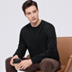 Septwolves 7A antibacterial cotton round neck sweatshirt for men spring new simple solid color commuter long-sleeved top 001 (black) XL 175/92A