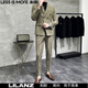 LESS IS MORE Autumn and Winter Korean Slim Suit Suit Two-piece Men's Casual Light Mature Style Men's Small Suit Handsome Jacket Trendy Black XL