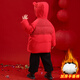 Daniaowang boys' thickened cotton coat winter Chinese style warm New Year's greetings clothing children's Tang suit jacket handsome new Chinese style hooded cotton jacket red unicorn cotton coat 90 yards