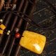 Layun Feiyin beeswax pendant optimized non-natural chicken fat yellow Ping An Wu Shi brand sweater chain long necklace amber pendant 54*36*22mm (with certificate)