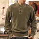 ElegantMan American retro Henry collar sweater men's khaki 2025 winter new thickened warm knitted bottoming shirt Henry shirt green khaki S