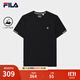FILA official men's knitted short-sleeved shirt 2025 summer new fashion casual simple basic round neck T-shirt Legend Blue-NV M 170/92A/M