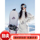 ISEE MIGGA velvet quilted outdoor new ski wear women's suit double-board slimming equipment overalls snow velvet quilted-off-white suit S