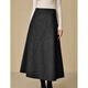 INMAN Simple Commuting Black Wool Skirt 2025 Winter Women's New Slim A-Line Skirt Midnight Black L