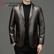 KBXNG Jinba genuine leather jacket for young and middle-aged men spring and autumn fashionable casual suit collar sheepskin men brown 72325 spring and autumn regular brown 72325 spring M 170100-120Jin Jin is equal to 0.5 kg
