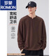 ROMON Henley collar long-sleeved T-shirt for men spring and autumn 2025 new trendy brand bottoming shirt casual and versatile tops black M recommended 90-110Jin Jin equals 0.5 kg