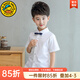 G.duck children's white shirt short-sleeved summer thin pure cotton bottoming shirt casual and handsome middle-aged and older student boy class uniform white (tie style) 130 recommended for a height of around 120