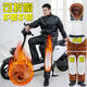 Winter thickened velvet leather jacket for driving, windproof and warm leather suit for men, loose leather pants, cold-proof leather cotton jacket, thickened knee pad suit, removable hood, leather jacket + straps, elastic waist, waist protector, knee leather pants, winter 2XL 2XL small and medium size 130-145Jin Jin is equal to 0.5kg