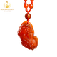 Bailuoqi natural red agate Pixiu pendant for men and women, women's necklace, couple jade pendant, jade pendant, amulet gift, red agate Pixiu pendant-bead chain style