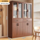 The middle shopkeeper wine cabinet living room wall-mounted integrated cabinet home meal preparation cabinet solid wood color tea cabinet entrance display cabinet partition cabinet 8 doors 2 drawers thickened and reinforced walnut color 100x30x174c