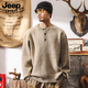 JEEP SPIRIT high-end American retro sweater men's winter new Henry collar 630g heavyweight thickened sheep wool sweater men's khaki 630g heavyweight XL suitable for 145-160Jin Jin equals 0.5 kg