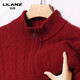 Lilang 520g thickened pure wool sweater men's half-high zipper collar jacquard sweater middle-aged dad wear thick woolen needle medium gray thickened 4XL (190)