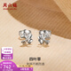 ZLF platinum earrings for women PT950 platinum car flower sparkling lucky four-leaf clover earrings 1.33g
