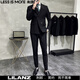 LESS IS MORE Autumn and Winter Korean Slim Suit Suit Two-piece Men's Casual Light Mature Style Men's Small Suit Handsome Jacket Trendy Black XL