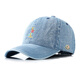 Mouth piano denim baseball cap for men and women, fashionable and versatile, small peaked cap with face, trendy, fashionable, simple, outdoor, suitable for all seasons, medium blue, adjustable