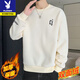 Playboy men's sweatshirt double-sided velvet 2025 autumn and winter new long-sleeved t-shirt bottoming shirt thickened warm lightweight top jacket K3703 beige double-sided velvet XL recommended 120-140Jin Jin equals 0.5 kg