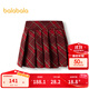 Balabala shopping mall same style girls skirt 2025 new spring short skirt children plaid pleated skirt red tone 00466 130 cm