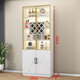 Yusenyi wine cabinet glass door living room display cabinet against the wall integrated home restaurant wine rack storage storage cabinet double door stone pattern white length 100 width 30 height 200 gold frame transparent glass