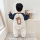 Children's one-piece pajamas autumn and winter flannel double-layer thickened baby baby sleeping bag boy's coral velvet anti-kick 1 picture color 90