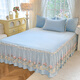 Yalu Class A milk velvet four-piece bed skirt style winter double-sided velvet thickened lace bedspread coral velvet sheet quilt cover Attachment-Baby Blue Class A maternal and infant grade/aesthetic lace design bed skirt style 1.5m four-piece quilt cover 200x230cm