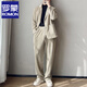 ROMON Hong Kong style light familiar corduroy drape suit suit men's jacket casual loose striped high-end two-piece suit gray 2XL