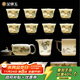 Large gold inlaid jade mutton fat jade porcelain tea set complete set of white porcelain Kung Fu tea set gift box Shanshui Qingyin