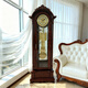 Honghe Tianyuan place solid wood floor clock with official hat for villa living room high-end pendulum clock and hall clock with flowers on the bottom. Mahogany color, basswood, pattern on the base. Polaris upgraded movement 40 days, sledgehammer swing more grand.