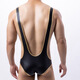Men's erotic underwear one-piece with thong bodysuit sexy patent leather sailor performance suspender style temptation men's swimsuit black M
