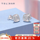 Xie Ruilin (TSL) platinum earrings square simple Pt platinum earrings women's earrings BF443 pair (about 2.0g)