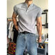 Light gray Henry collar short-sleeved men's waffle T-shirt bottoming shirt showing muscle fitness American retro polo shirt Gray + gray two-piece upgraded model high quality M M recommended 105-120 Jin Jin equals 0.5 kg