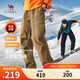 Camel (CAMEL) Wang Junkai's same style three-proof soft shell pants for men and women plus velvet warm overalls trousers M15CAWI037
