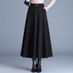 Woolen skirt for women with drapey black winter 2025 new style high-waist skirt that covers the crotch and looks slimming, long skirt with pleated skirt, black M 2 feet/recommended 90-100 Jin Jin is equal to 0.5 kg