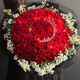 99 red roses bouquet, express delivery of love, proposal, girlfriend’s birthday gift, flowers delivered by local flower shop. Love you forever | 99 red roses with baby’s breath crown and night light bouquet