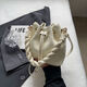 This year's popular small bags for women 2025 new spring and summer versatile fashionable shoulder crossbody bag hand-held pleated bucket bag off-white without pendants