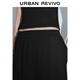 UR2025 new autumn women's casual solid color elastic waist super loose A-line skirt UWM550032+ black S