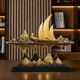 BHM sailboat ornaments, living room light luxury high-end wine cabinet, entrance hall, office desktop decorations, opening housewarming gift, smooth sailing - suspended art ornaments (blue and gold)
