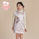 Fuluo Mi Girls' Dress Winter Sweet and Western Style National Style Vest Dress Children's Plush Quilted Cheongsam Dress Pink 110