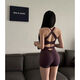 Beautiful Back Yoga Wear Set Medium Intensity Sports Bra Crossover Bra Pilates Butt Lift Three-Point Fitness Pants 1590 Tar Color (Shorts) S