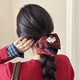 French plaid square scarf hair tie, autumn and winter square large intestine hair tie for women, high elasticity, no damage to hair, durable rubber band headband 4# Popular 2 pieces