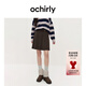 OCHIRLY wool high-waisted woolen skirt short skirt a-line texture 2025 autumn new commuting brown M