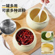 AILUKI Japanese lard tank household ceramic high temperature resistant food grade kitchen oil tank oil spicy special tank chili oil cream white 700ml - comes with spoon + filter can pour hot oil
