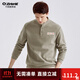 Qian Zhihe 2024 spring and autumn new men's long-sleeved knitted sweatshirt Henry collar solid color bottoming shirt top jacket men's 30C Khaki S